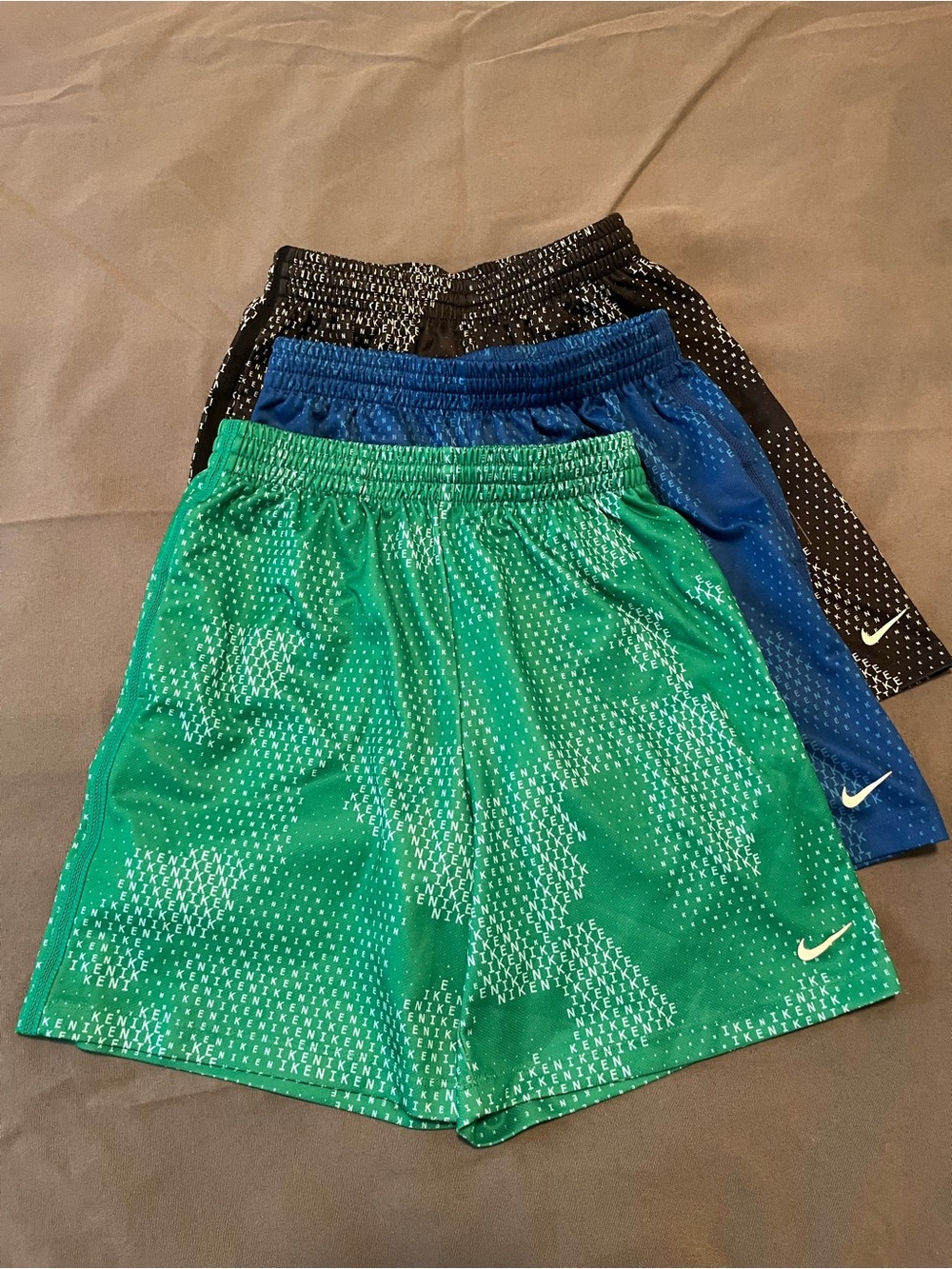 Nike Kids' Athletic Shorts - Green, Blue, Black (3-Pack)